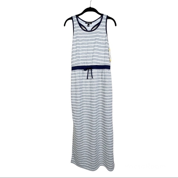 NWT Stitch Fix Moon & Stars Gray Navy Mimi Sleeveless French Terry Maxi Dress L - Picture 1 of 6